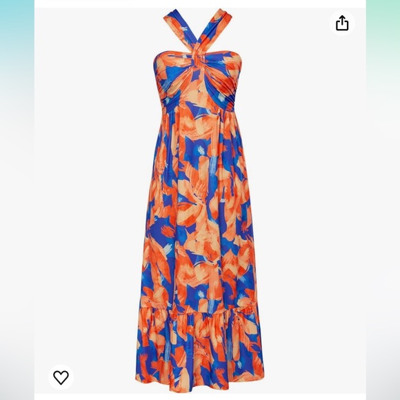 GRACE KARIN Criss Cross Halter Neck Summer Floral Print Flowy Maxi Dress - Picture 2 of 9